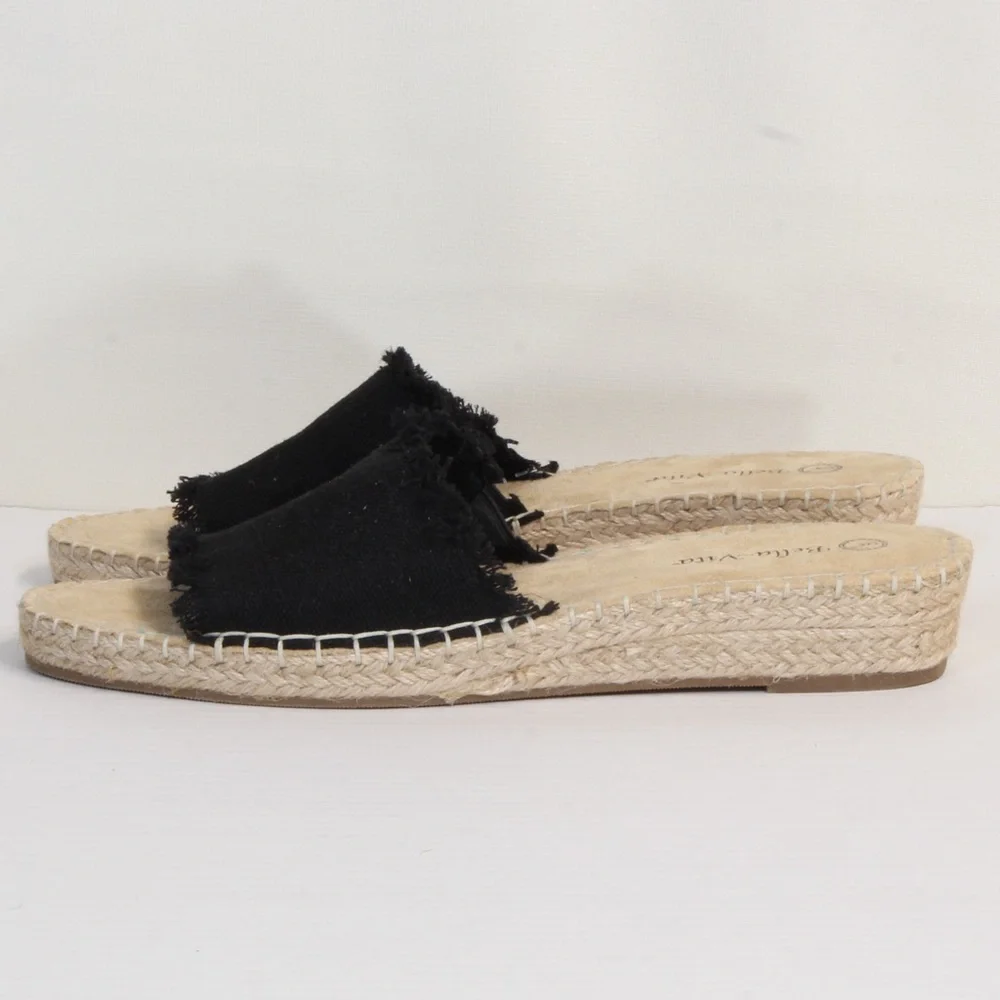 Bella Vita Women's Black Cher II Espadrille Slide NWOT